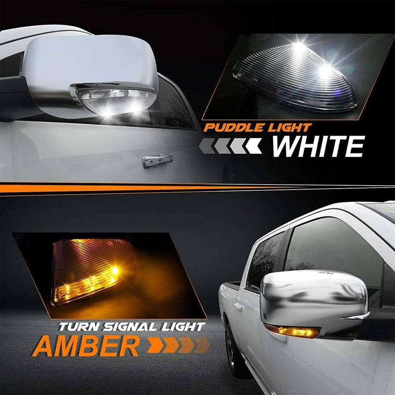 Wocch Front Mirror Turn Signal Puddle Light Compatible with Dodge Ram 1500 2009-2018,Side Marker LED Light Lamp Assembly for Ram 2500 2010-2018,2019-2021 Ram 1500 Classic Replace 68232479AA （Left Driver） - Image 2